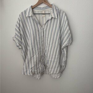 Pact Striped Organic Cotton Blouse - M/L